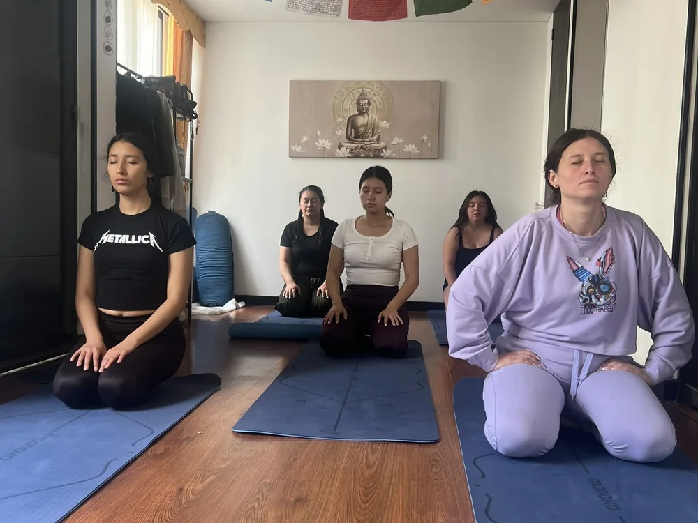 Una práctica de yoga en un grupo pequeño dentro del Refugio